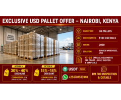 30-ПАЛЕТЕН USD ИНВЕНТАР — JKIA / РАЙОН НА БОНДИРАН СКЛАД